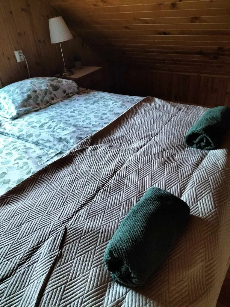 Wnętrze domku z sauną przy oknie